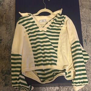 Green and Cream Striped Top